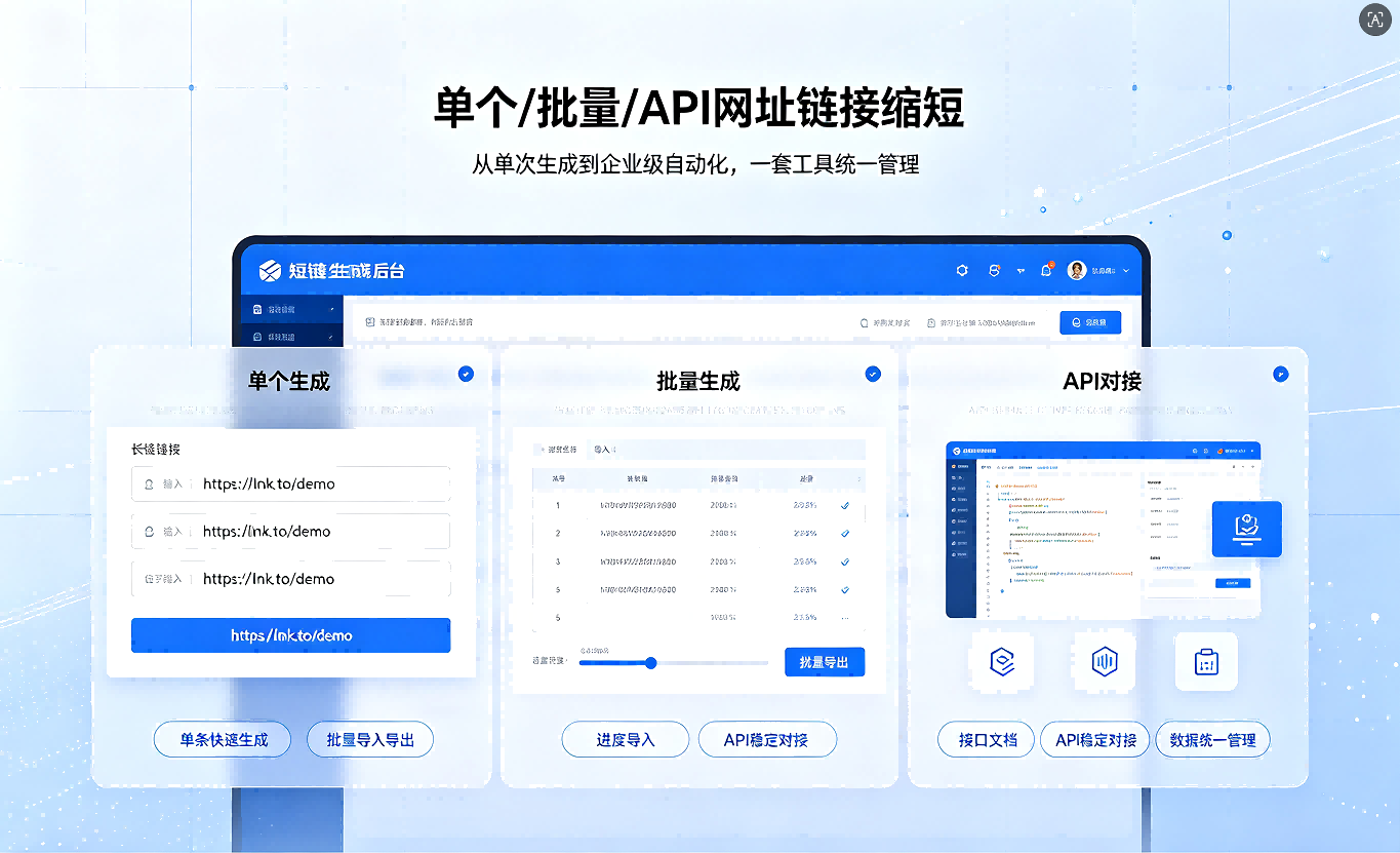 单个 / 批量 / API 网址链接缩短怎么生成？