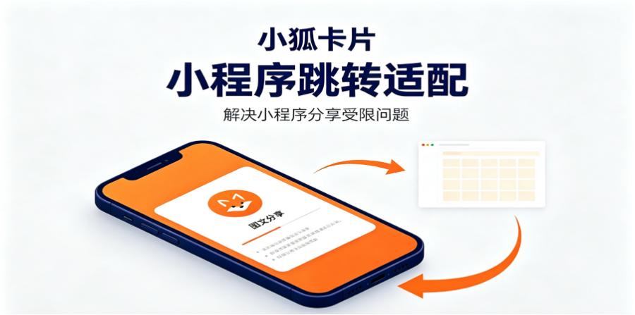 小狐卡片适配小程序跳转，解决小程序分享受限问题